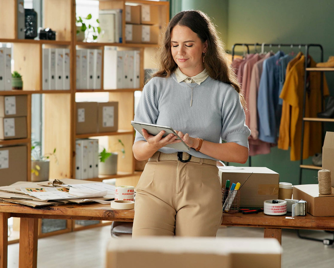 woman using cloud-based accounting for small business owner